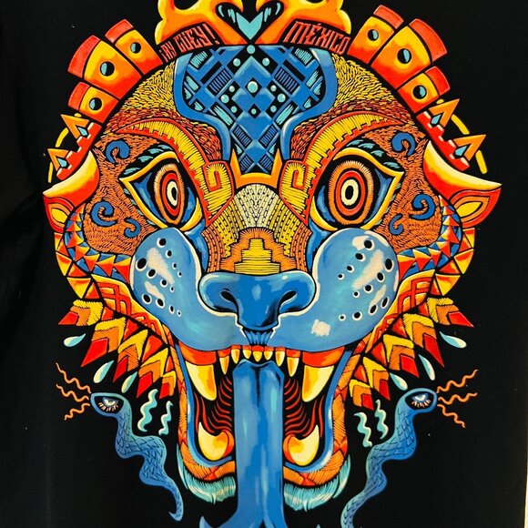 Ay Guey! Men Jaguar Dragon Graphic Shirt Unidos Por Mexico Tongue Snake Tee RARE - Picture 6 of 7